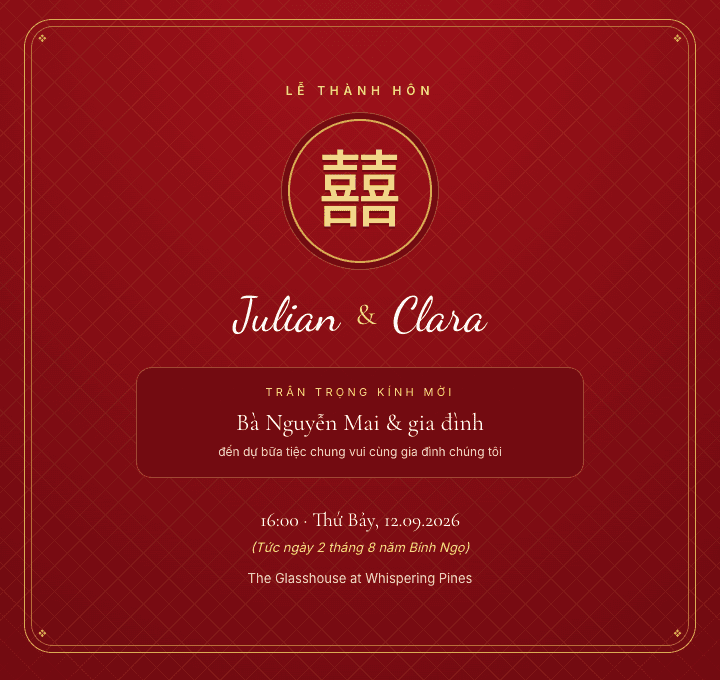 XV. Song Hỷ Đỏ Son & Vàng Kim