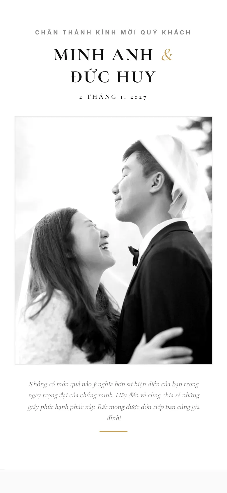 Mẫu thiệp cưới Đen & Trắng Tối Giản